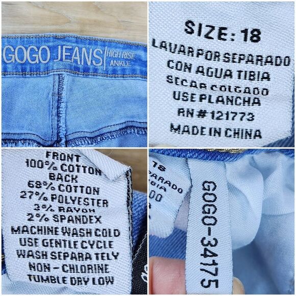 💇♀️Gogo Jeans Light Blue High Rise Destroyed Ankle Jeans Size 18 - Picture 11 of 11